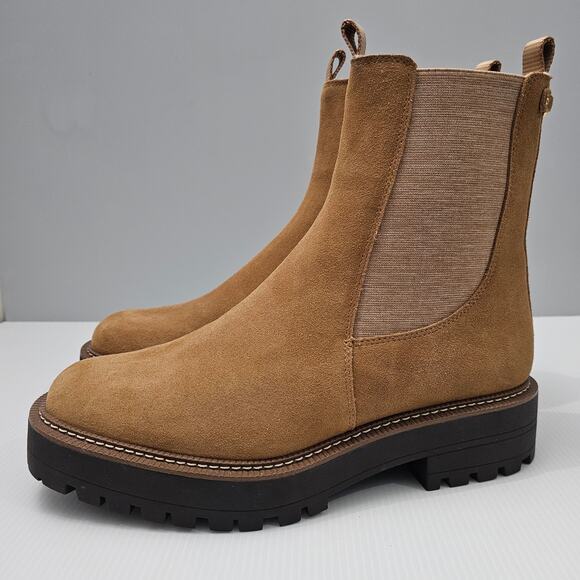 NEW Sam Edelman Laguna Ankle Boot 10.5 Golden Carmel Leather Chelsea Waterproof - Picture 1 of 14